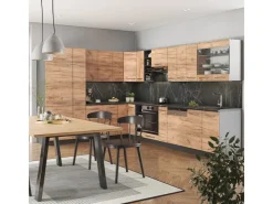 Winkelküchen<Vicco Fame-Line Eckküche Goldkraft Eiche/Anthrazit 347 x 257 cm AP Eiche ohne E-Geräte Anthrazit-Eiche