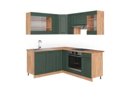 Online Vicco Fame-Line Eckküche -Gold Landhaus/Goldkraft Eiche 160 x 190 cm AP Eiche ohne E-Geräte Grün