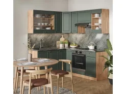 Sale Vicco Fame-Line Eckküche -Gold Landhaus/Goldkraft Eiche 160 x 190 cm AP Marmor ohne E-Geräte Grün