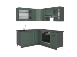 Winkelküchen<Vicco Fame-Line Eckküche -Gold Landhaus/Anthrazit 160 x 190 cm AP Anthrazit ohne E-Geräte Grün