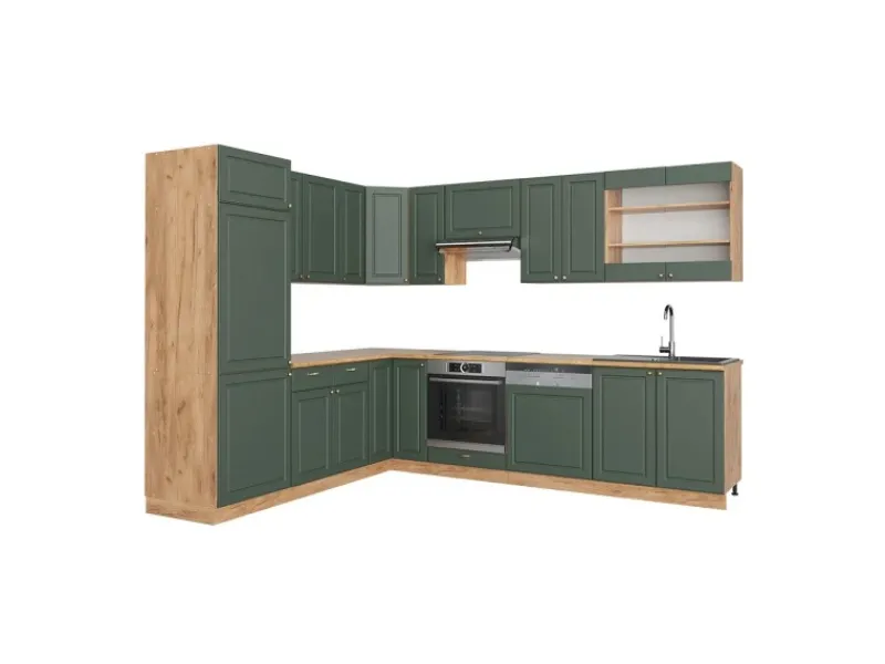 Clearance Vicco Fame-Line Eckküche -Gold Landhaus/Goldkraft Eiche 227 x 287 cm AP Eiche ohne E-Geräte Winkelküchen