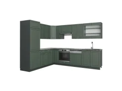 Winkelküchen<Vicco Fame-Line Eckküche -Gold Landhaus/Anthrazit 227 x 60 cm ohne Arbeitsplatte ohne E-Geräte Grün