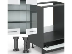 Winkelküchen<Vicco Fame-Line Eckküche /Anthrazit 347 x 257 cm AP Marmor ohne E-Geräte Weiß Hochglanz
