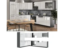 Clearance Vicco Fame-Line Eckküche /Anthrazit 347 x 257 cm AP Eiche ohne E-Geräte Herde|Winkelküchen