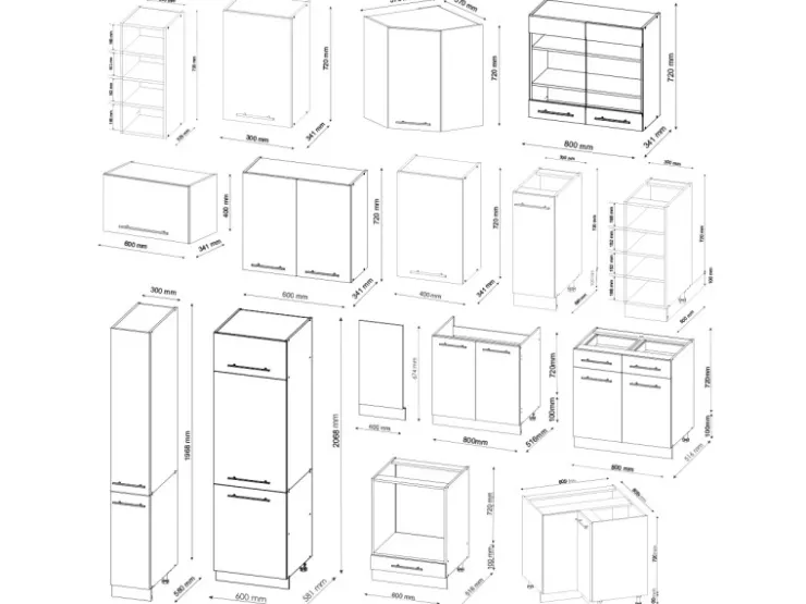 Winkelküchen|Einbauküchen<Vicco Fame-Line Eckküche /Anthrazit 347 x 257 cm ohne Arbeitsplatte ohne E-Geräte Weiß Hochglanz