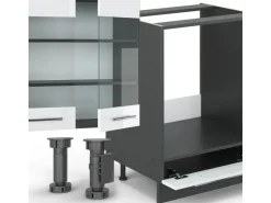 Winkelküchen|Einbauküchen<Vicco Fame-Line Eckküche /Anthrazit 347 x 257 cm ohne Arbeitsplatte ohne E-Geräte Weiß Hochglanz