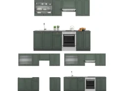 Sale Vicco Fame-Line Küchenschränke -Gold Landhaus/Anthrazit 240 cm AP Anthrazit ohne E-Geräte Einbauküchen