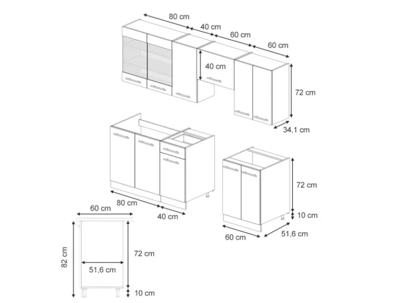 Sale Vicco Fame-Line Küchenschränke -Gold Landhaus/Anthrazit 240 cm AP Anthrazit ohne E-Geräte Einbauküchen
