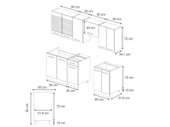 Einbauküchen<Vicco Fame-Line Küchenschränke Anthrazit Landhaus/Goldkraft Eiche 240 cm AP Marmor ohne E-Geräte Anthrazit Struktur