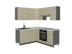 Clearance Vicco Fame-Line Küchenschränke Eiche Paneel/Anthrazit 160 x 60 cm ohne Arbeitsplatte ohne E-Geräte Brauhaus Eiche