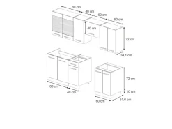 Einbauküchen<Vicco Fame-Line Küchenschränke -Gold Landhaus/Weiß 240 cm ohne Arbeitsplatte ohne E-Geräte Grün