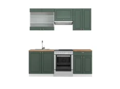 Discount Vicco Fame-Line Küchenschränke -Gold Landhaus/Anthrazit 240 cm AP Marmor ohne E-Geräte Einbauküchen
