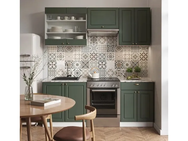 Discount Vicco Fame-Line Küchenschränke -Gold Landhaus/Anthrazit 240 cm AP Marmor ohne E-Geräte Einbauküchen