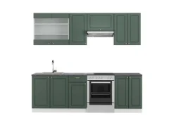 Einbauküchen<Vicco Fame-Line Küchenschränke -Gold Landhaus/Weiß 240 cm AP Anthrazit ohne E-Geräte Grün