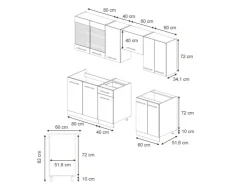 Einbauküchen<Vicco Fame-Line Küchenschränke -Gold Landhaus/Weiß 240 cm AP Anthrazit ohne E-Geräte Grün