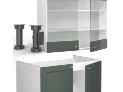 Einbauküchen<Vicco Fame-Line Küchenschränke -Gold Landhaus/Weiß 240 cm AP Anthrazit ohne E-Geräte Grün