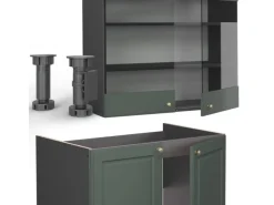 Clearance Vicco Fame-Line Küchenschränke -Gold Landhaus/Anthrazit 240 cm AP Eiche ohne E-Geräte Einbauküchen