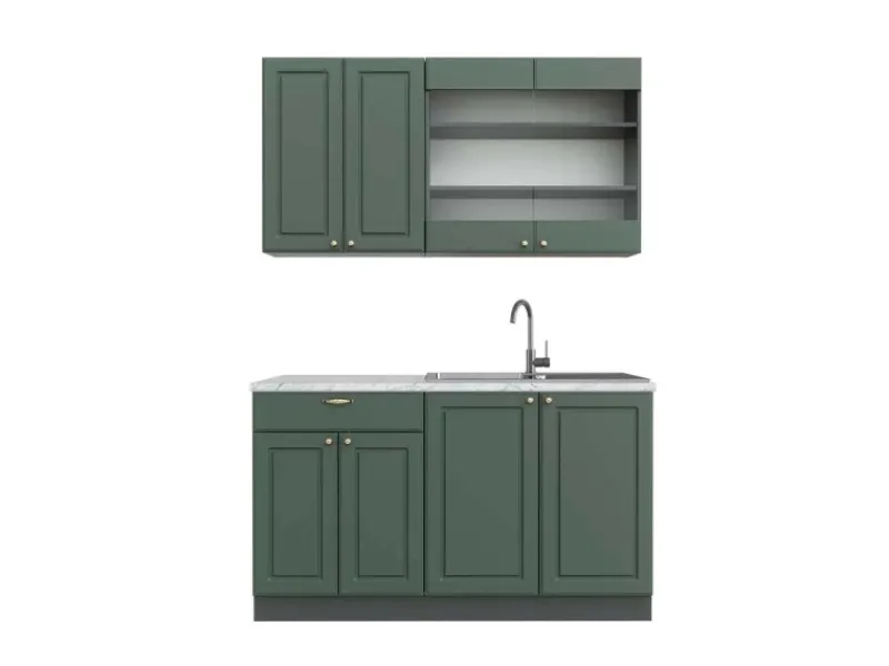 Online Vicco Fame-Line Küchenschränke -Gold Landhaus/Anthrazit 140 cm AP Marmor ohne E-Geräte Single-Küchen|Einbauküchen