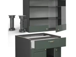 Online Vicco Fame-Line Küchenschränke -Gold Landhaus/Anthrazit 140 cm AP Marmor ohne E-Geräte Single-Küchen|Einbauküchen