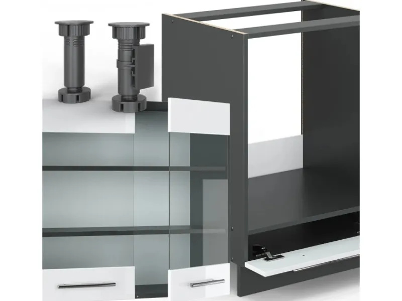 Clearance Vicco Fame-Line Küchenschränke /Anthrazit 160 x 60 cm ohne Arbeitsplatte ohne E-Geräte Winkelküchen