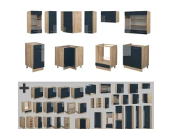 Best Vicco Fame-Line Küchenschränke Hochglanz/Goldkraft Eiche 160 x 60 cm ohne Arbeitsplatte ohne E-Geräte Zubehör Für Küchenarmatur|Winkelküchen