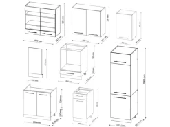 Discount Vicco Fame-Line Küchenzeile Anthrazit Landhaus/Goldkraft Eiche 300 cm ohne Arbeitsplatte ohne E-Geräte Anthrazit Struktur