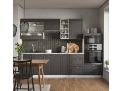 Einbauküchen<Vicco Fame-Line Küchenzeile Anthrazit Landhaus/Weiß 280 cm ohne Arbeitsplatte ohne E-Geräte Anthrazit Struktur