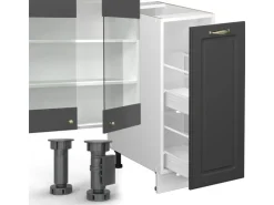 Einbauküchen<Vicco Fame-Line Küchenzeile Anthrazit Landhaus/Weiß 280 cm ohne Arbeitsplatte ohne E-Geräte Anthrazit Struktur