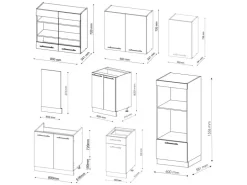 New Vicco Fame-Line Küchenzeile Anthrazit Landhaus/Goldkraft Eiche 300 cm mit HochschrankAP Anthrazit ohne E-Geräte Anthrazit Struktur