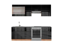 Best Vicco Fame-Line Küchenzeile /Goldkraft Eiche 240 cm AP Anthrazit ohne E-Geräte Einbauküchen