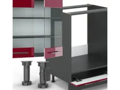 Best Vicco Fame-Line Küchenzeile Bordeaux Hochglanz/Anthrazit 300 cm AP Anthrazit ohne E-Geräte Zubehör Für Küchenarmatur|Einbauküchen