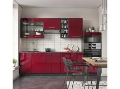 Best Vicco Fame-Line Küchenzeile Bordeaux Hochglanz/Anthrazit 280 cm ohne Arbeitsplatte ohne E-Geräte Brilliant Bordeaux