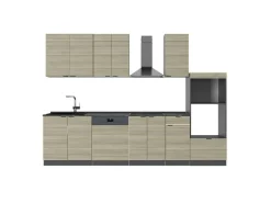 Clearance Vicco Fame-Line Küchenzeile Eiche Paneel/Anthrazit 300 cm mit HochschrankAP Anthrazit ohne E-Geräte Kochfelder|Kühlschränke