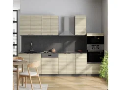 Clearance Vicco Fame-Line Küchenzeile Eiche Paneel/Anthrazit 300 cm mit HochschrankAP Anthrazit ohne E-Geräte Kochfelder|Kühlschränke