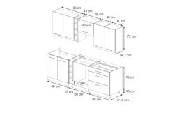 Outlet Vicco Fame-Line Küchenzeile Eiche Paneel/Anthrazit 235 cm ohne Arbeitsplatte ohne E-Geräte Einbauküchen