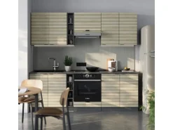 Outlet Vicco Fame-Line Küchenzeile Eiche Paneel/Anthrazit 235 cm ohne Arbeitsplatte ohne E-Geräte Einbauküchen