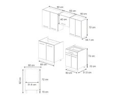 Discount Vicco Fame-Line Küchenzeile Eiche Paneel/Weiß 200 cm AP Anthrazit ohne E-Geräte Einbauküchen