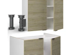 Discount Vicco Fame-Line Küchenzeile Eiche Paneel/Weiß 200 cm AP Anthrazit ohne E-Geräte Einbauküchen