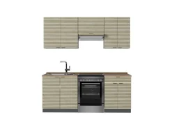 Sale Vicco Fame-Line Küchenzeile Eiche Paneel/Anthrazit 200 cm AP Eiche ohne E-Geräte Brauhaus Eiche