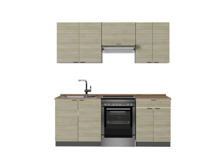Sale Vicco Fame-Line Küchenzeile Eiche Paneel/Anthrazit 200 cm AP Eiche ohne E-Geräte Brauhaus Eiche