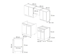 Sale Vicco Fame-Line Küchenzeile Eiche Paneel/Anthrazit 200 cm AP Eiche ohne E-Geräte Brauhaus Eiche