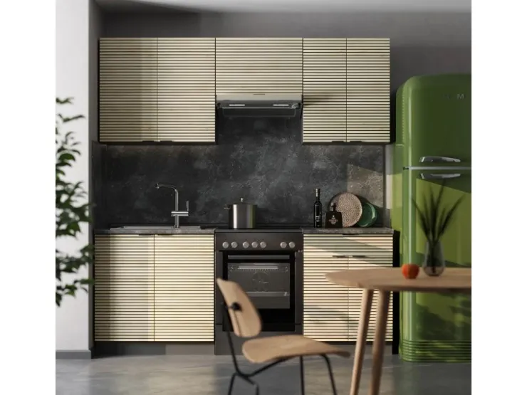 Sale Vicco Fame-Line Küchenzeile Eiche Paneel/Anthrazit 200 cm AP Eiche ohne E-Geräte Brauhaus Eiche