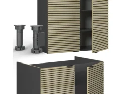 Sale Vicco Fame-Line Küchenzeile Eiche Paneel/Anthrazit 200 cm AP Eiche ohne E-Geräte Brauhaus Eiche