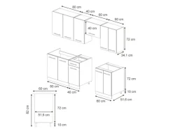 Outlet Vicco Fame-Line Küchenzeile Eiche Paneel/Goldkraft Eiche 240 cm AP Anthrazit ohne E-Geräte Berghütten Eiche