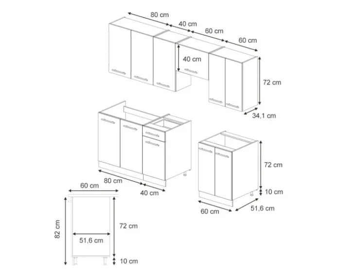 Outlet Vicco Fame-Line Küchenzeile Eiche Paneel/Goldkraft Eiche 240 cm AP Anthrazit ohne E-Geräte Berghütten Eiche