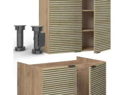 Outlet Vicco Fame-Line Küchenzeile Eiche Paneel/Goldkraft Eiche 240 cm AP Anthrazit ohne E-Geräte Berghütten Eiche