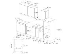 Sale Vicco Fame-Line Küchenzeile Eiche Paneel/Goldkraft Eiche 300 cm mit HochschrankAP Marmor ohne E-Geräte Pantryküchen|Einbauküchen