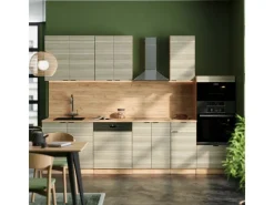 Sale Vicco Fame-Line Küchenzeile Eiche Paneel/Goldkraft Eiche 300 cm mit HochschrankAP Marmor ohne E-Geräte Pantryküchen|Einbauküchen