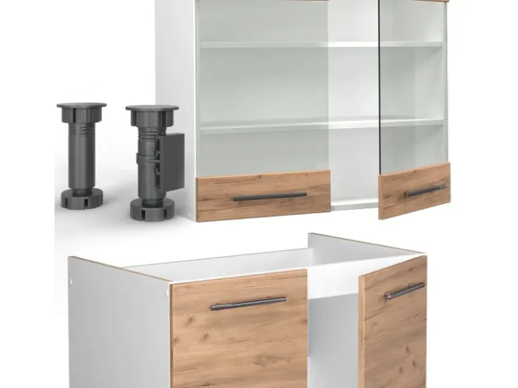 Zubehör Für Küchenarmatur|Ersatzteile Küchenarmatur<Vicco Fame-Line Küchenzeile Goldkraft /Weiß 235 cm AP Anthrazit ohne E-Geräte Eiche