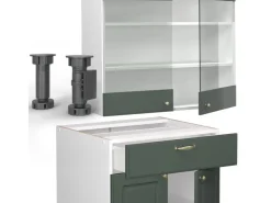 Online Vicco Fame-Line Küchenzeile -Gold Landhaus/Weiß 235 cm AP Marmor ohne E-Geräte Grün